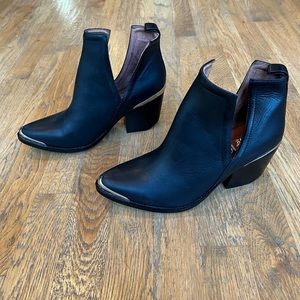 Jeffery Campbell heeled leather booties, black, size 7.5